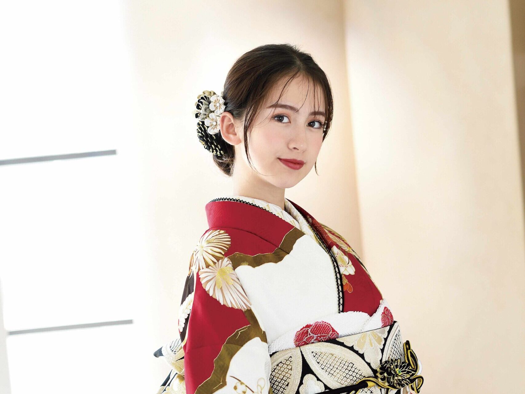 京都　宇治　大阪　茨木　花十色　成人式　前撮り　振袖　レンタル　赤振袖