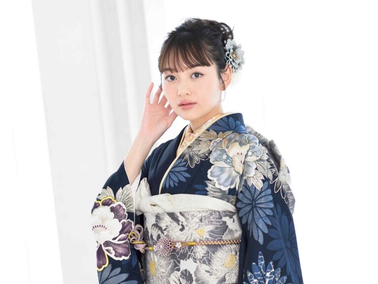 大阪　茨木　京都　宇治　ネイビー　振袖　成人式　前撮り　花十色