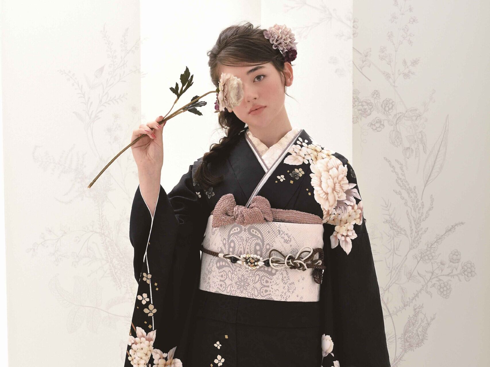 花十色 大阪 茨木 京都 宇治 振袖 成人式 黒振袖